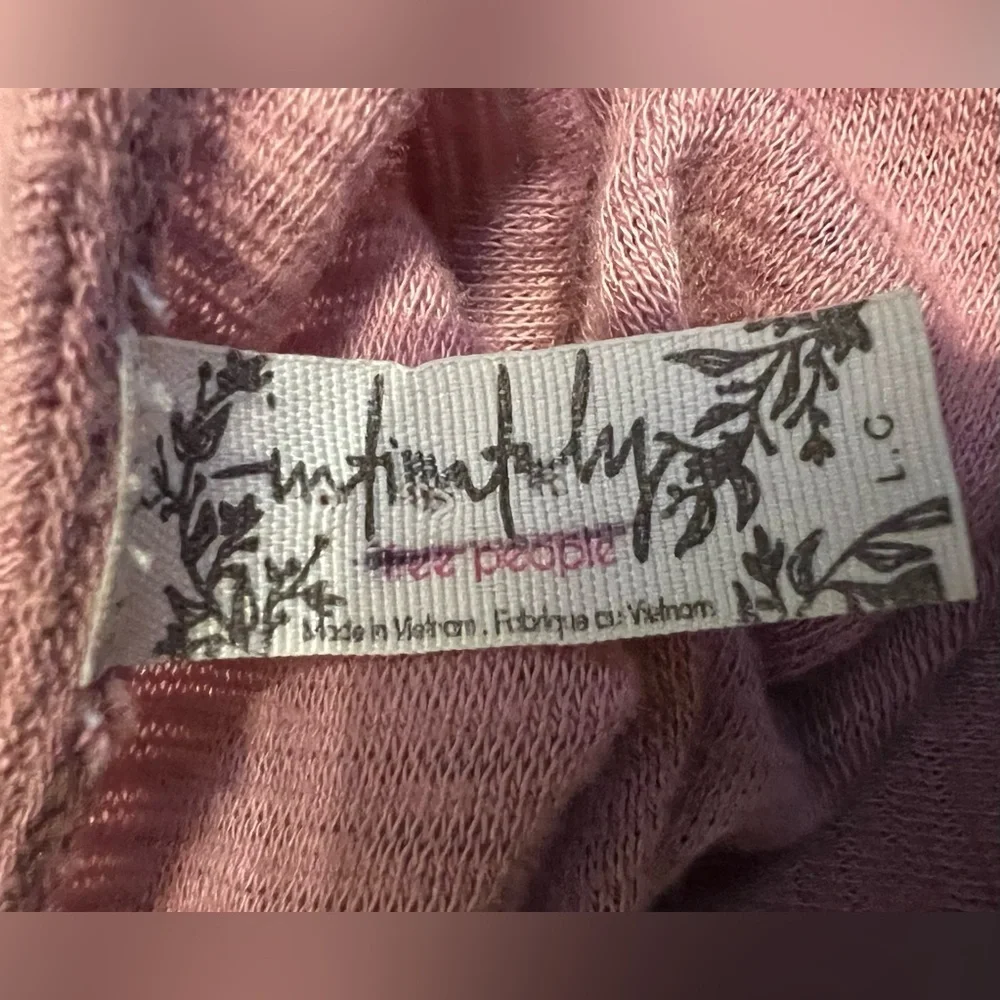 Free People Intimately Mauve Lace Inset Thermal Top — Size L